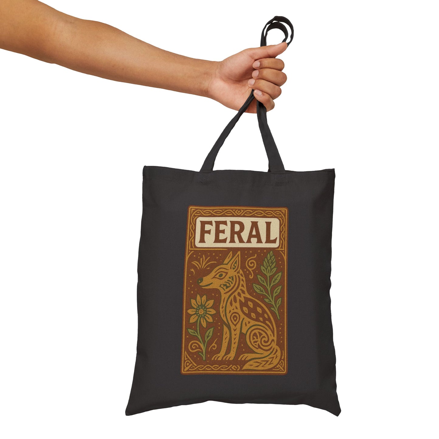 Feral Design Cotton Canvas Tote Bag - Eco-Friendly, Boho Chic, Animal Lover Gift, Reusable Grocery Bag, Shopping Tote