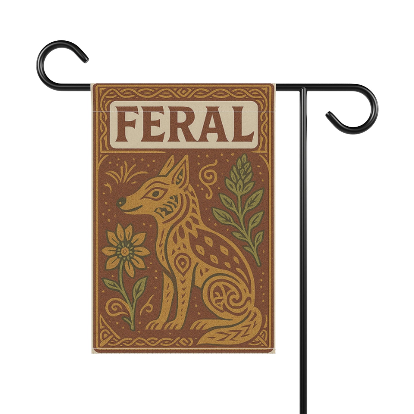 Feral Garden Banner, Decorative House Flag, Outdoor Yard Art, Boho Garden Decor, Pet Lovers Gift