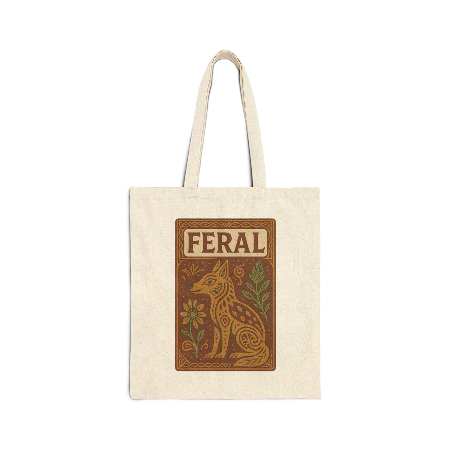 Feral Design Cotton Canvas Tote Bag - Eco-Friendly, Boho Chic, Animal Lover Gift, Reusable Grocery Bag, Shopping Tote