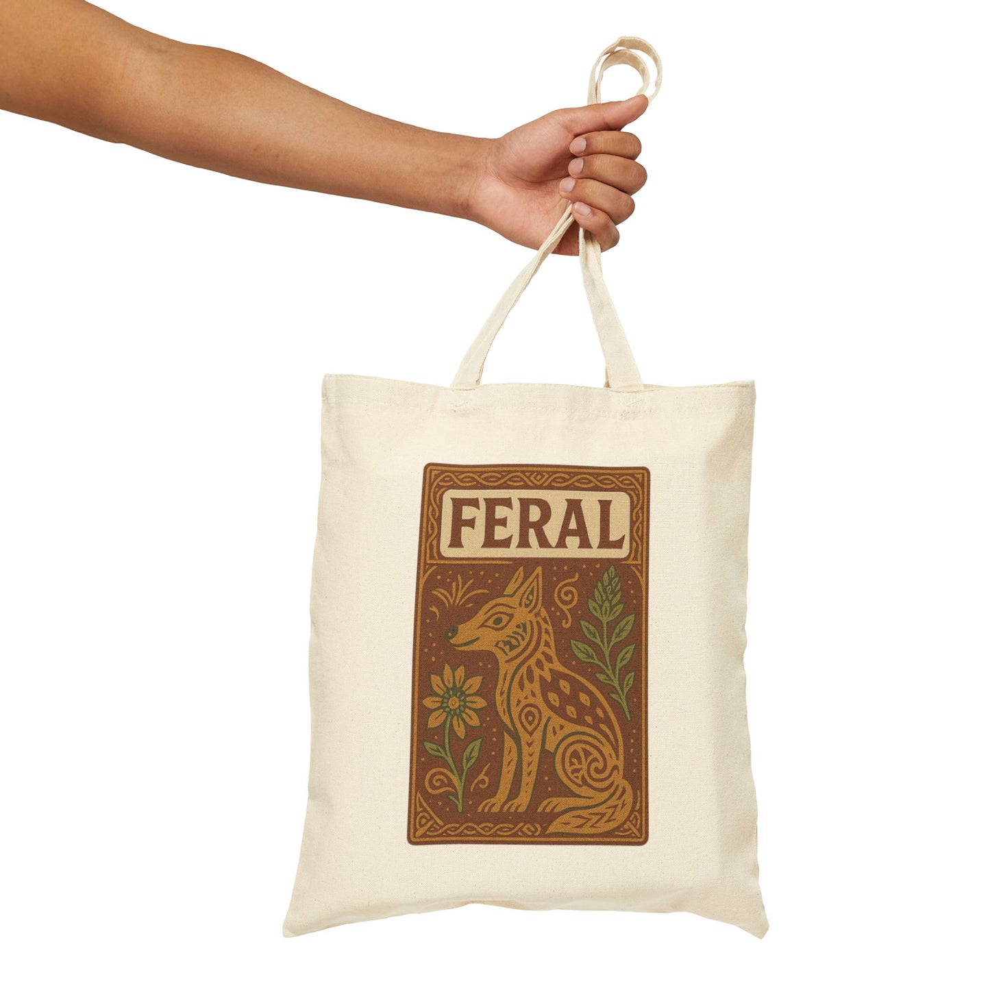 Feral Design Cotton Canvas Tote Bag - Eco-Friendly, Boho Chic, Animal Lover Gift, Reusable Grocery Bag, Shopping Tote
