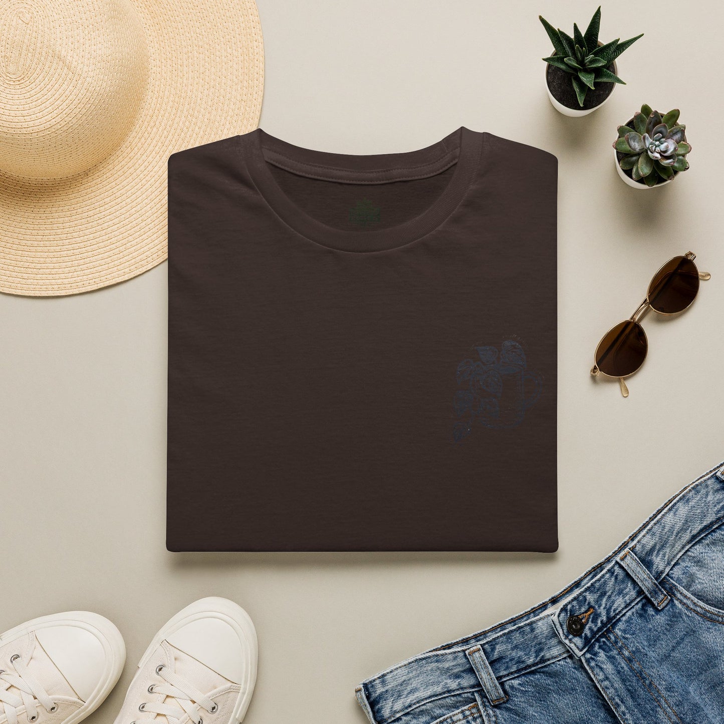 Minimal Potted Plant T-Shirt — Small Chest Botanical Mug Illustration