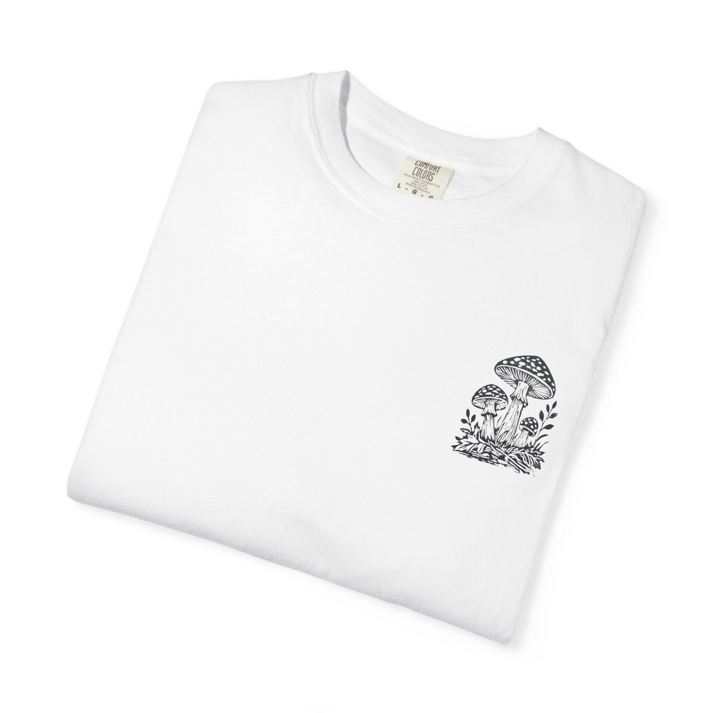 Mushroom Graphic T-Shirt — Botanical Fungi Chest & Back Print