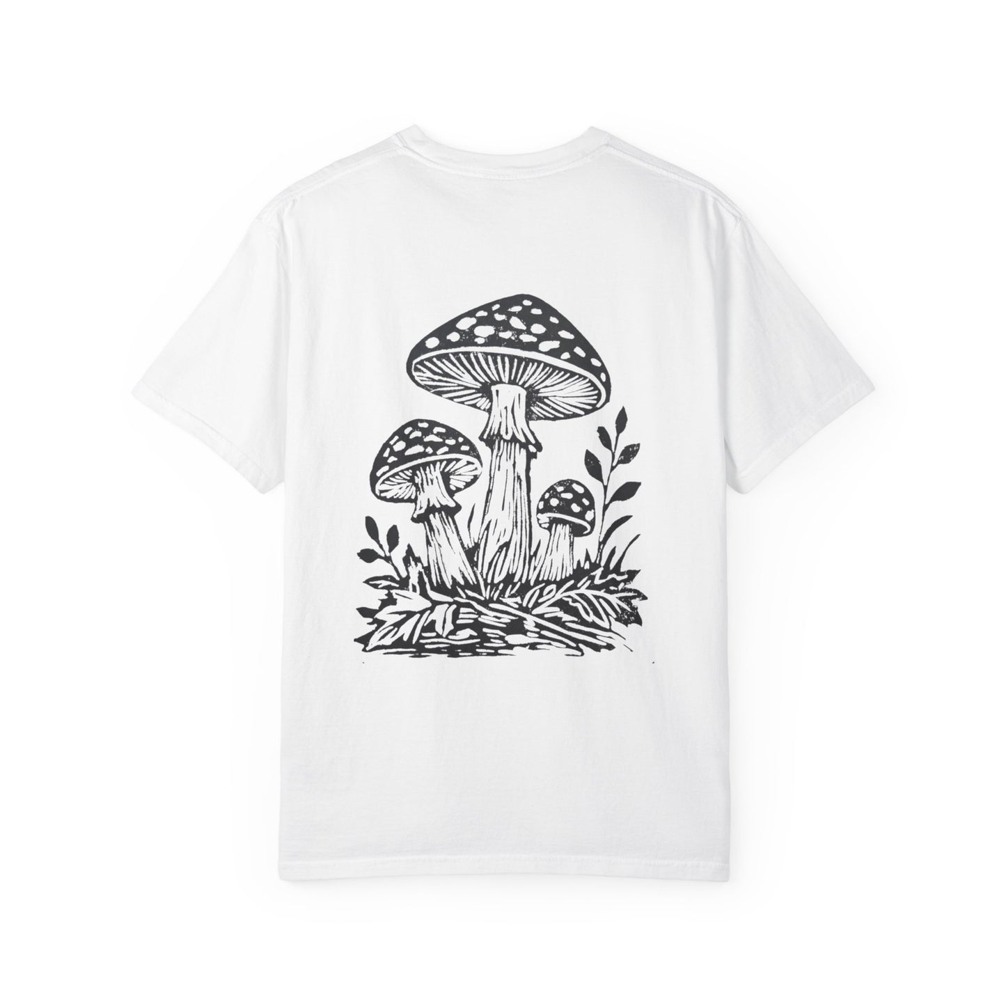 Mushroom Graphic T-Shirt — Botanical Fungi Chest & Back Print