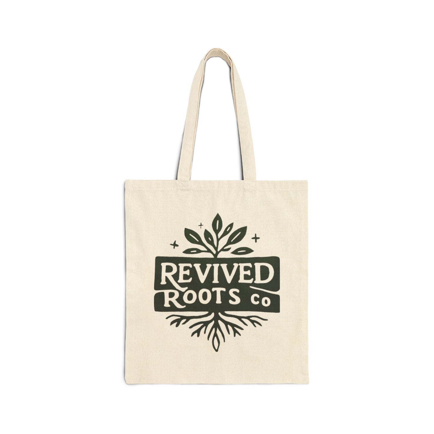 Revived Roots Canvas Tote Bag – Eco-Friendly Botanical Market Bag