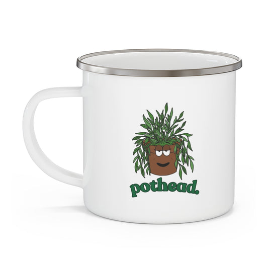 Punny Plant Pothead Enamel Camping Mug