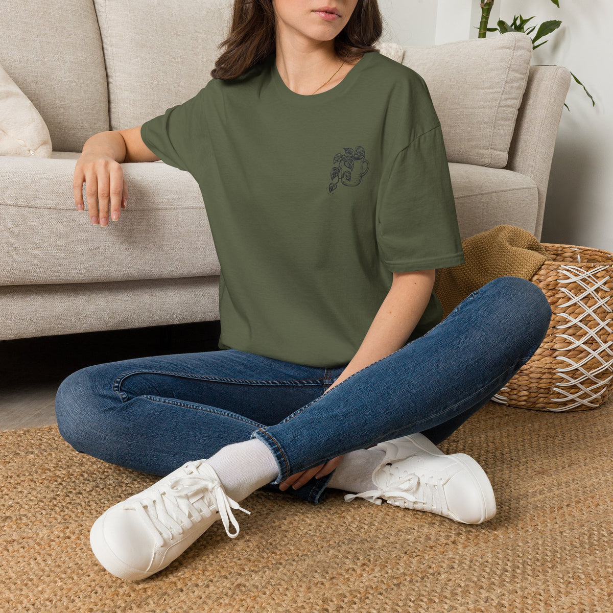 Minimal Potted Plant T-Shirt — Small Chest Botanical Mug Illustration