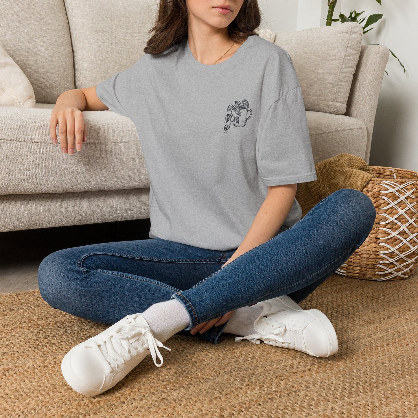 Minimal Potted Plant T-Shirt — Small Chest Botanical Mug Illustration