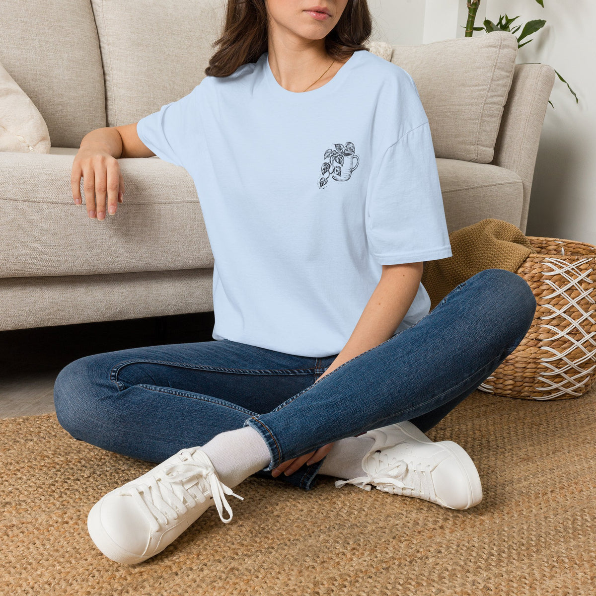Minimal Potted Plant T-Shirt — Small Chest Botanical Mug Illustration