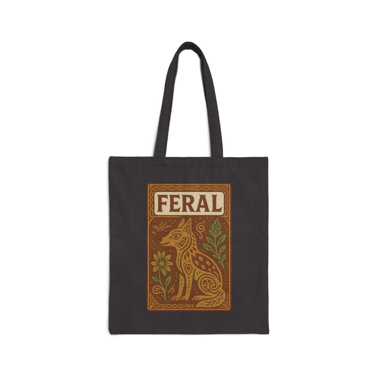 Feral Design Cotton Canvas Tote Bag - Eco-Friendly, Boho Chic, Animal Lover Gift, Reusable Grocery Bag, Shopping Tote
