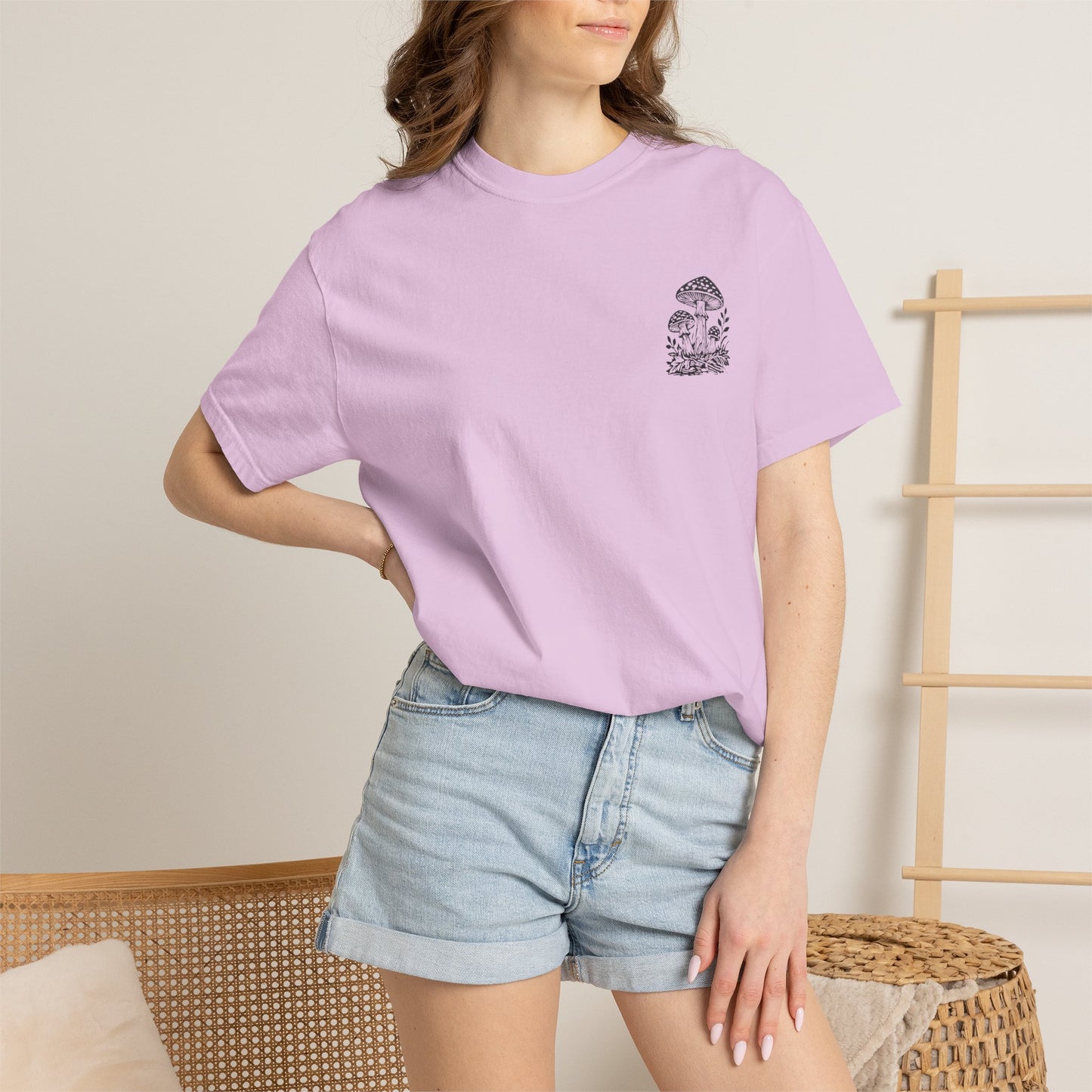 Mushroom Graphic T-Shirt — Botanical Fungi Chest & Back Print