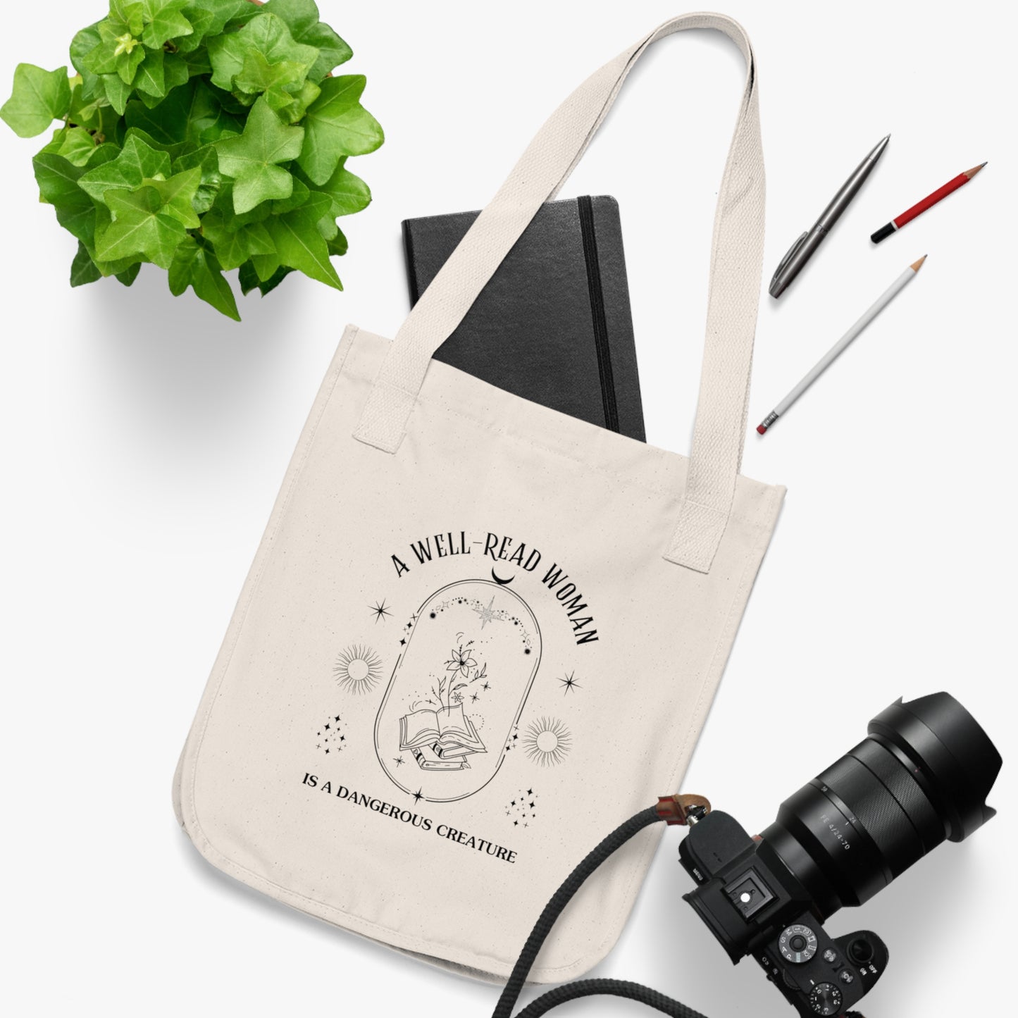 Book Lover Organic Canvas Tote Bag