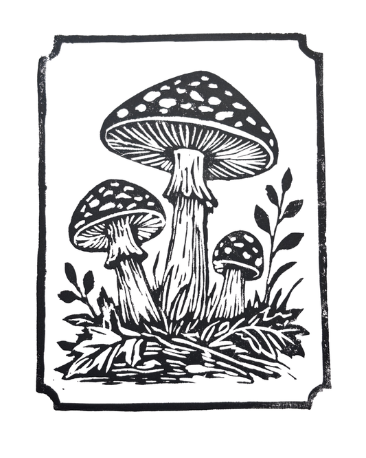 Fungal Folk - Original Linocut Print