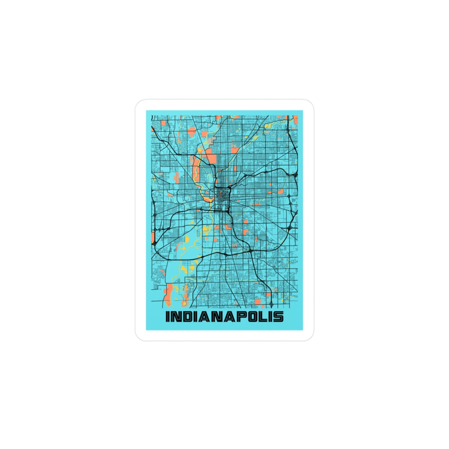 Indianapolis Map - Kiss-Cut Vinyl Decal Sticker