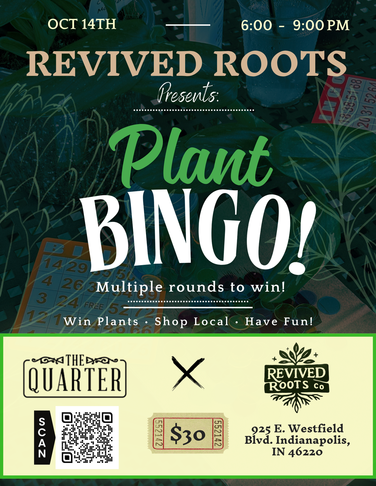 Plant Bingo Night: Revived Roots × The Quarter - OCT 14