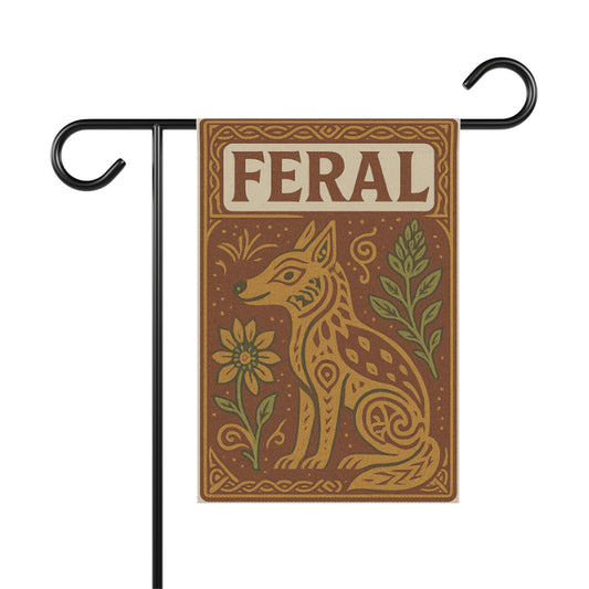 Feral Garden Banner, Decorative House Flag, Outdoor Yard Art, Boho Garden Decor, Pet Lovers Gift