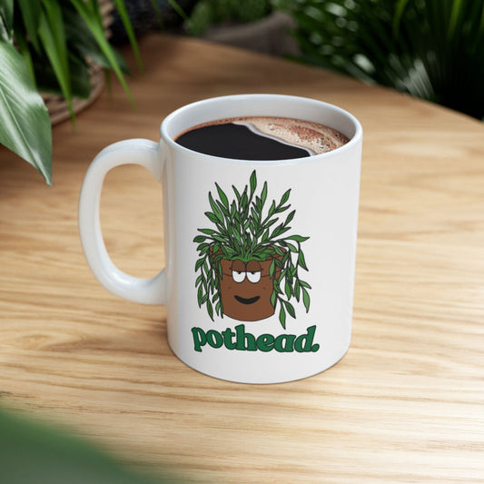 Punny Plant Pothead Ceramic Mug, (11oz, 15oz)