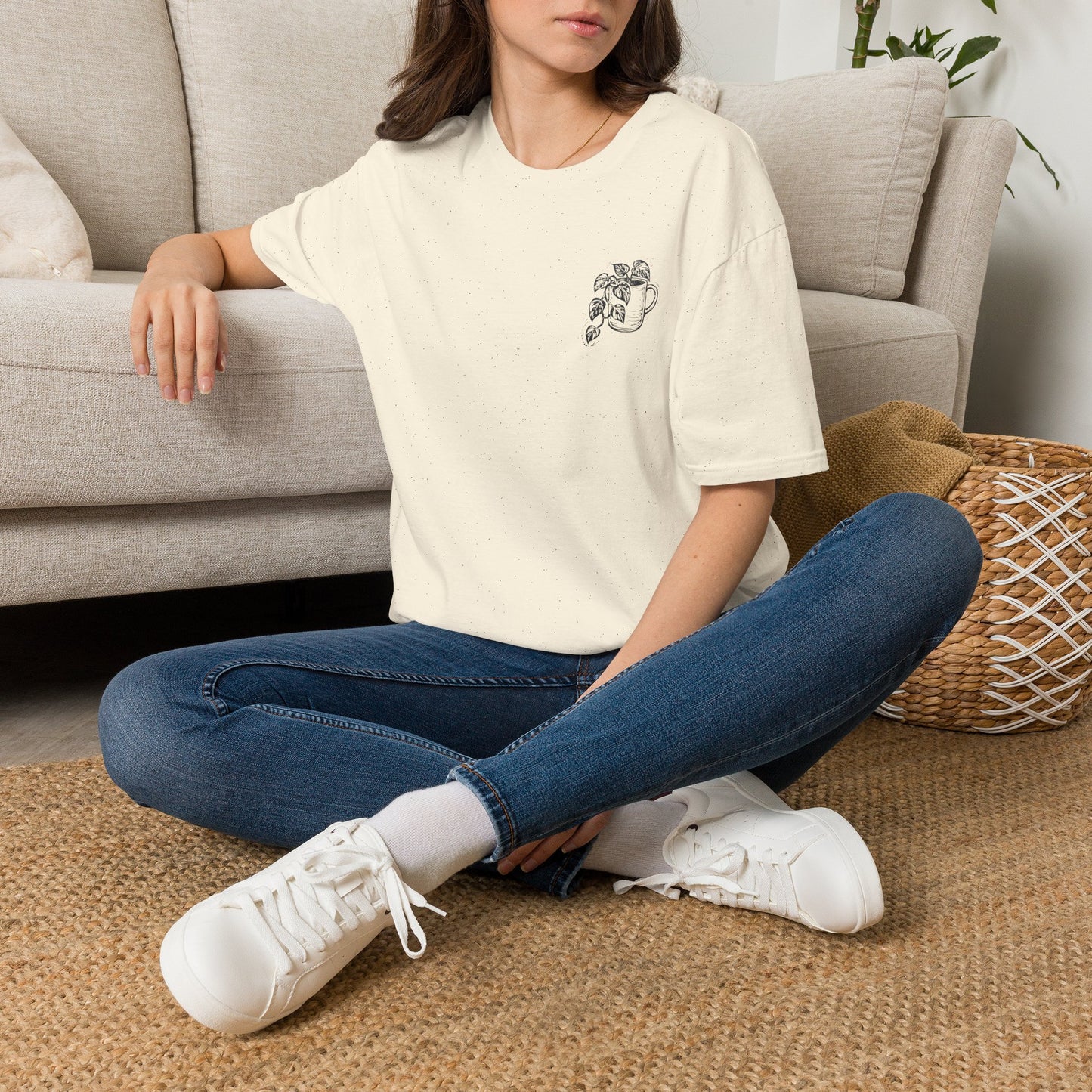 Minimal Potted Plant T-Shirt — Small Chest Botanical Mug Illustration