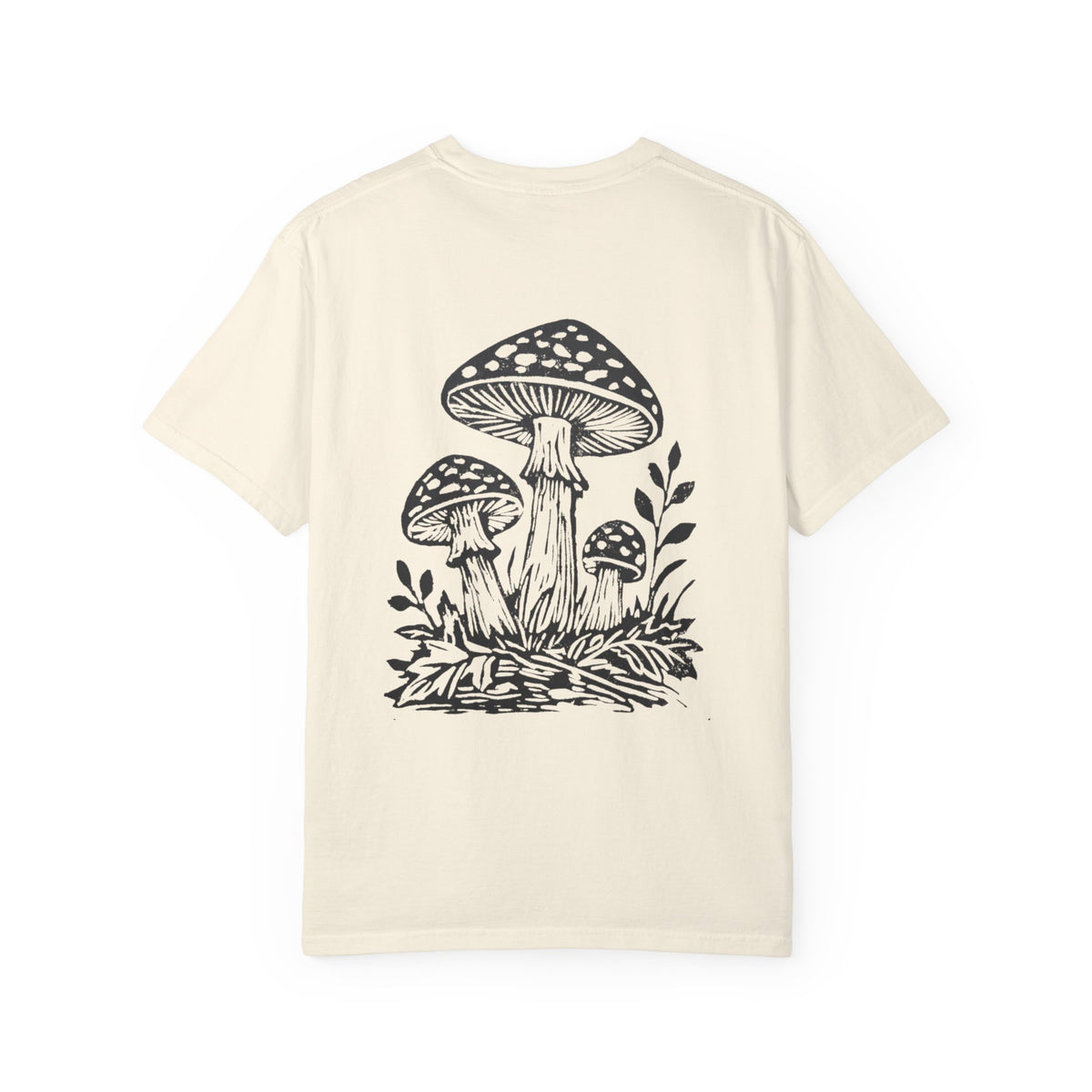 Mushroom Graphic T-Shirt — Botanical Fungi Chest & Back Print