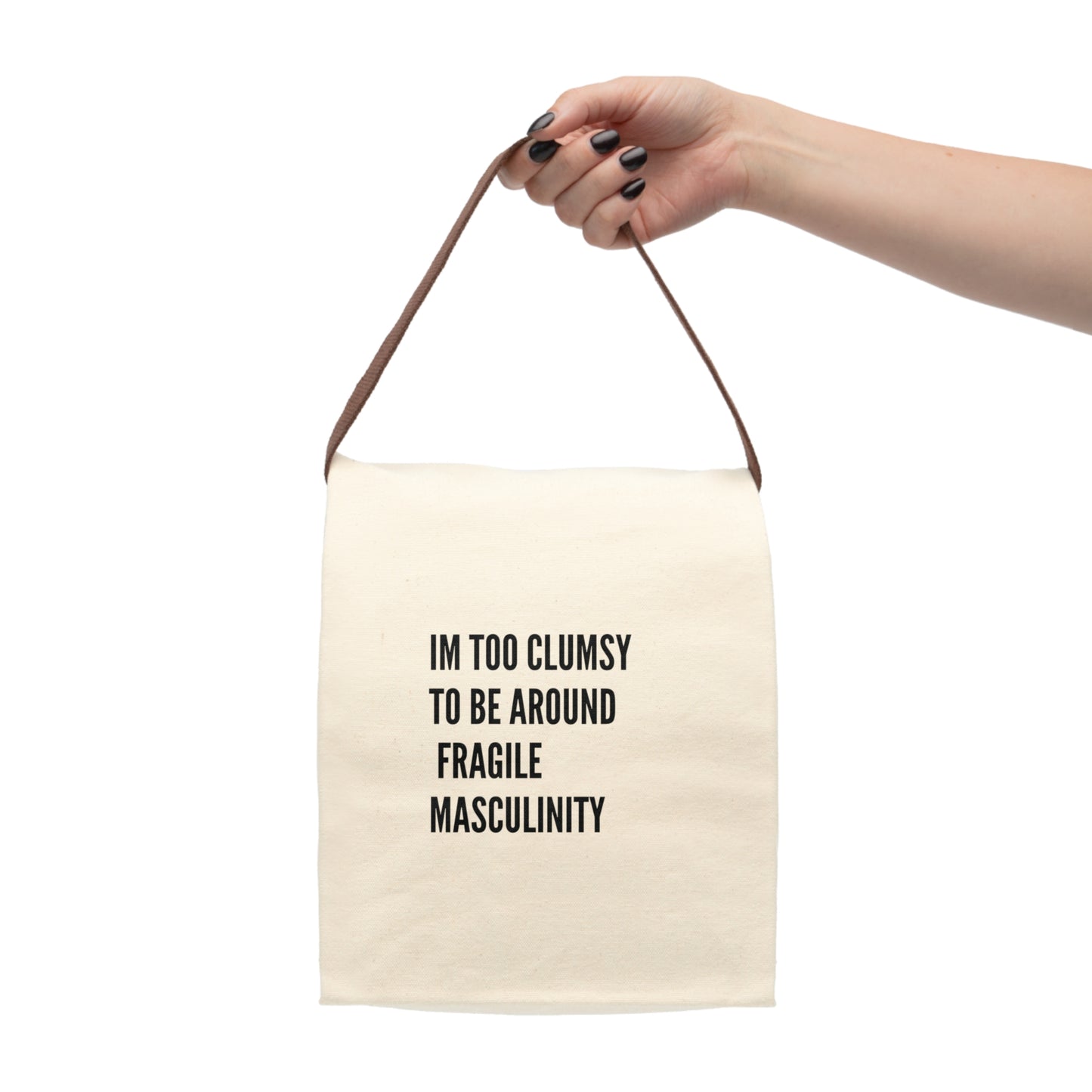 Clumsy Quote Canvas Lunch Bag With Strap