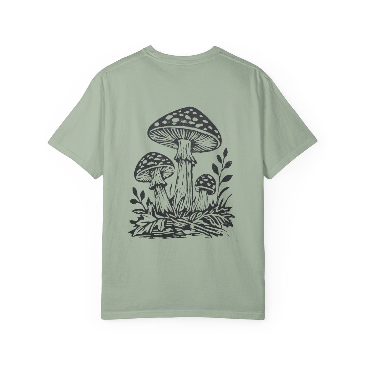 Mushroom Graphic T-Shirt — Botanical Fungi Chest & Back Print