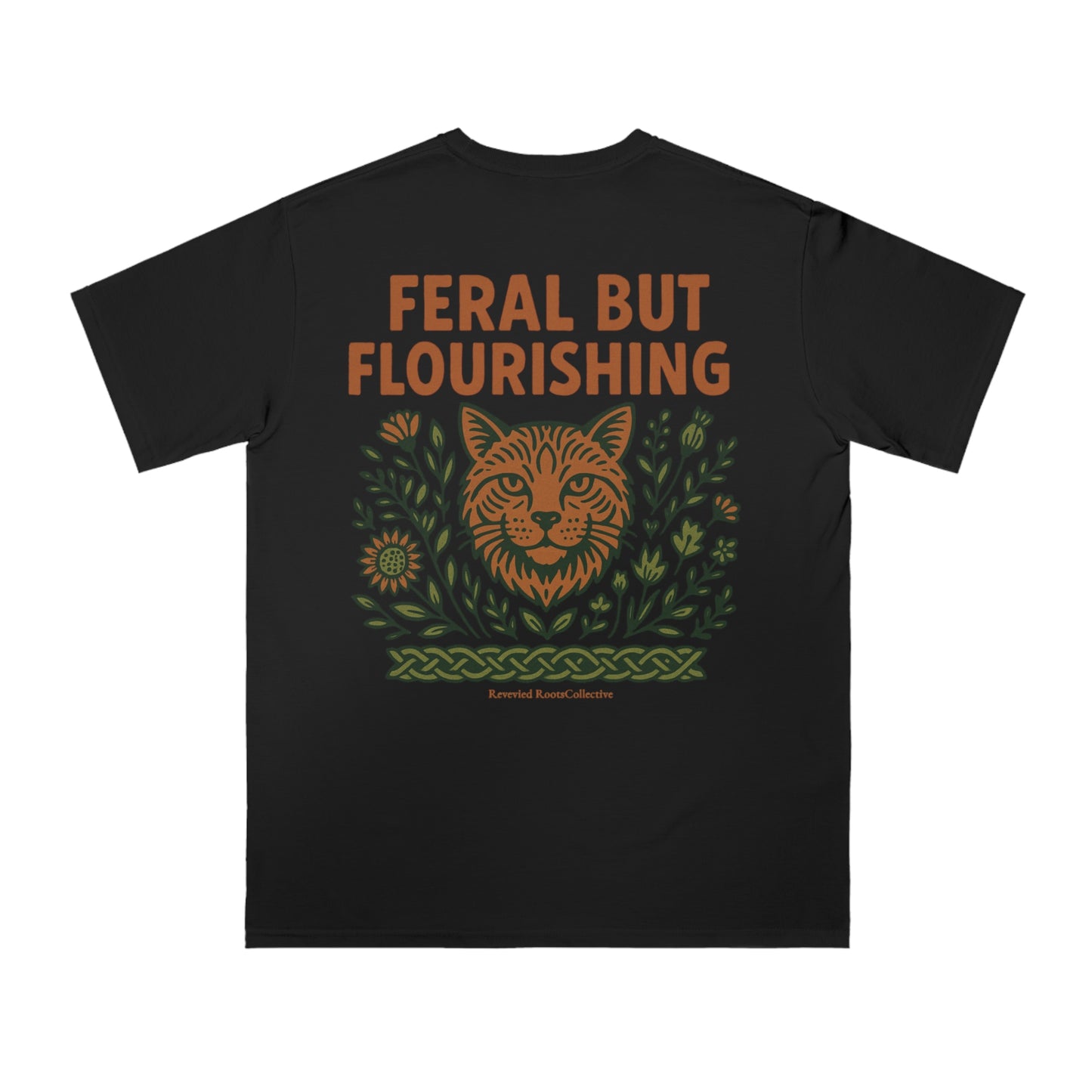 Unisex T-Shirt Eco-Conscious Folk Art Skull and Flower Design