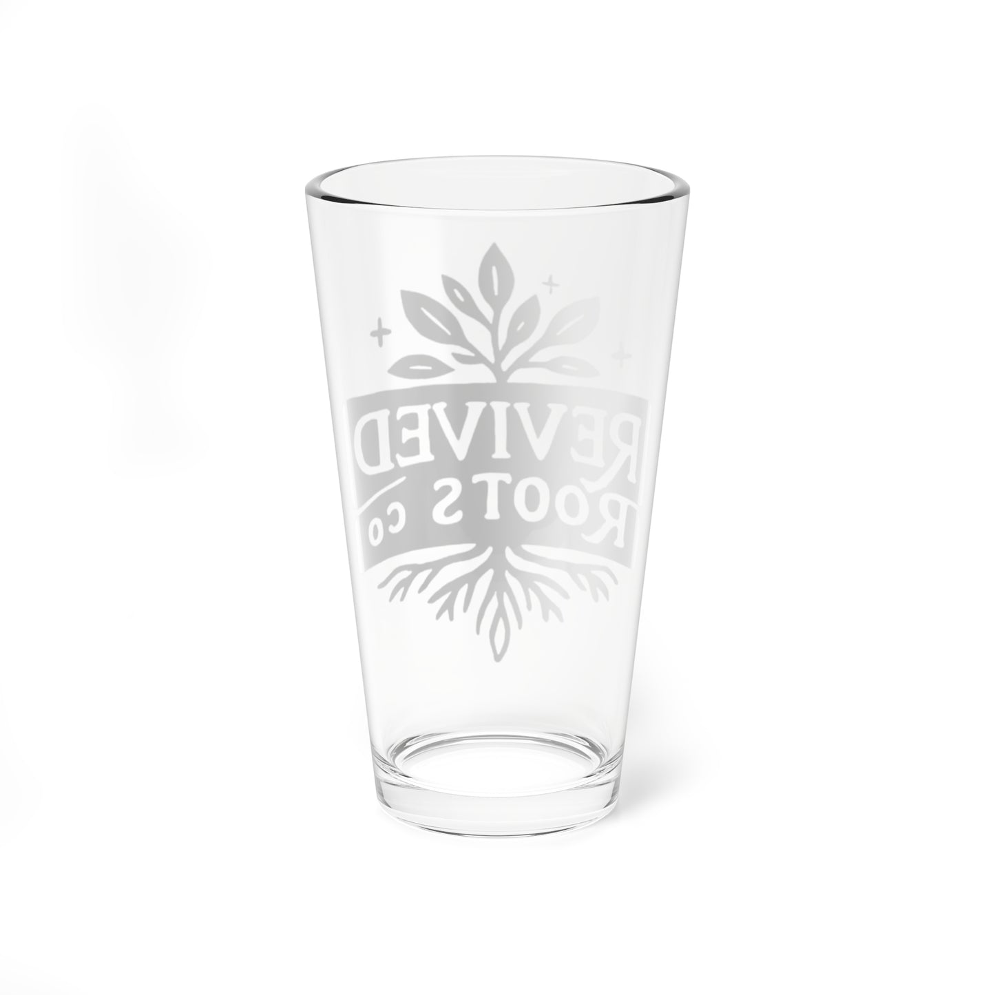 Revived Roots Co. 16oz Mixing Glass – Botanical Logo Pint Glass