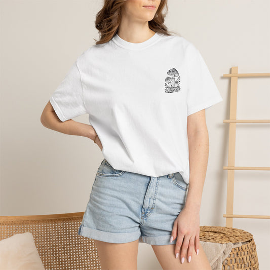 Mushroom Graphic T-Shirt — Botanical Fungi Chest & Back Print